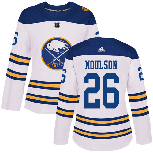Adidas Sabres #26 Matt Moulson White Authentic 2018 Winter Classic Women's Stitched NHL Jersey - Click Image to Close